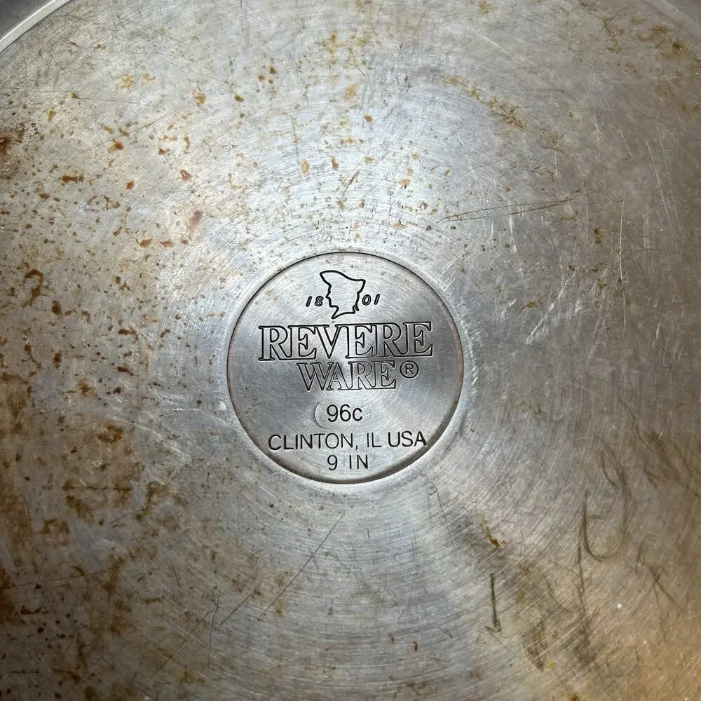 Revere Ware 1801 9” Skillet Stainless Steel Tri-Ply Disk Bottom Clinton,ILUSA96C
